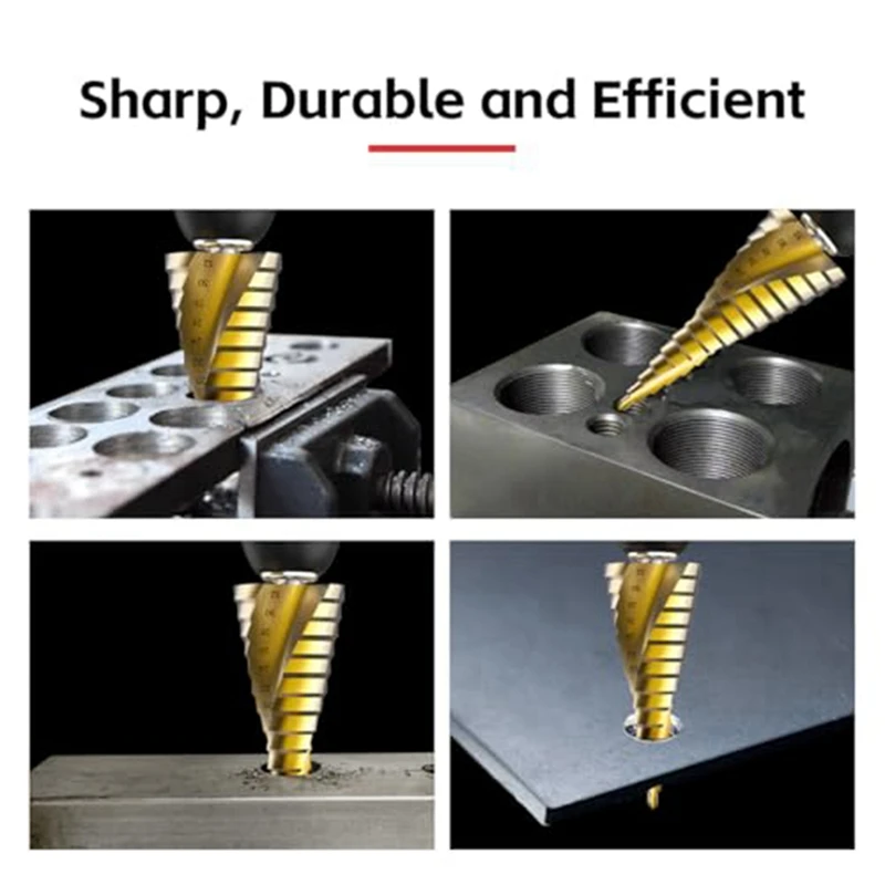 A23T Step Drill Bit Set 3Pcs Titanium HSS6542 Drill Cone Bits 4mm to 32mm Metric for Metal Wood PVC Spiral Step Drill Bits