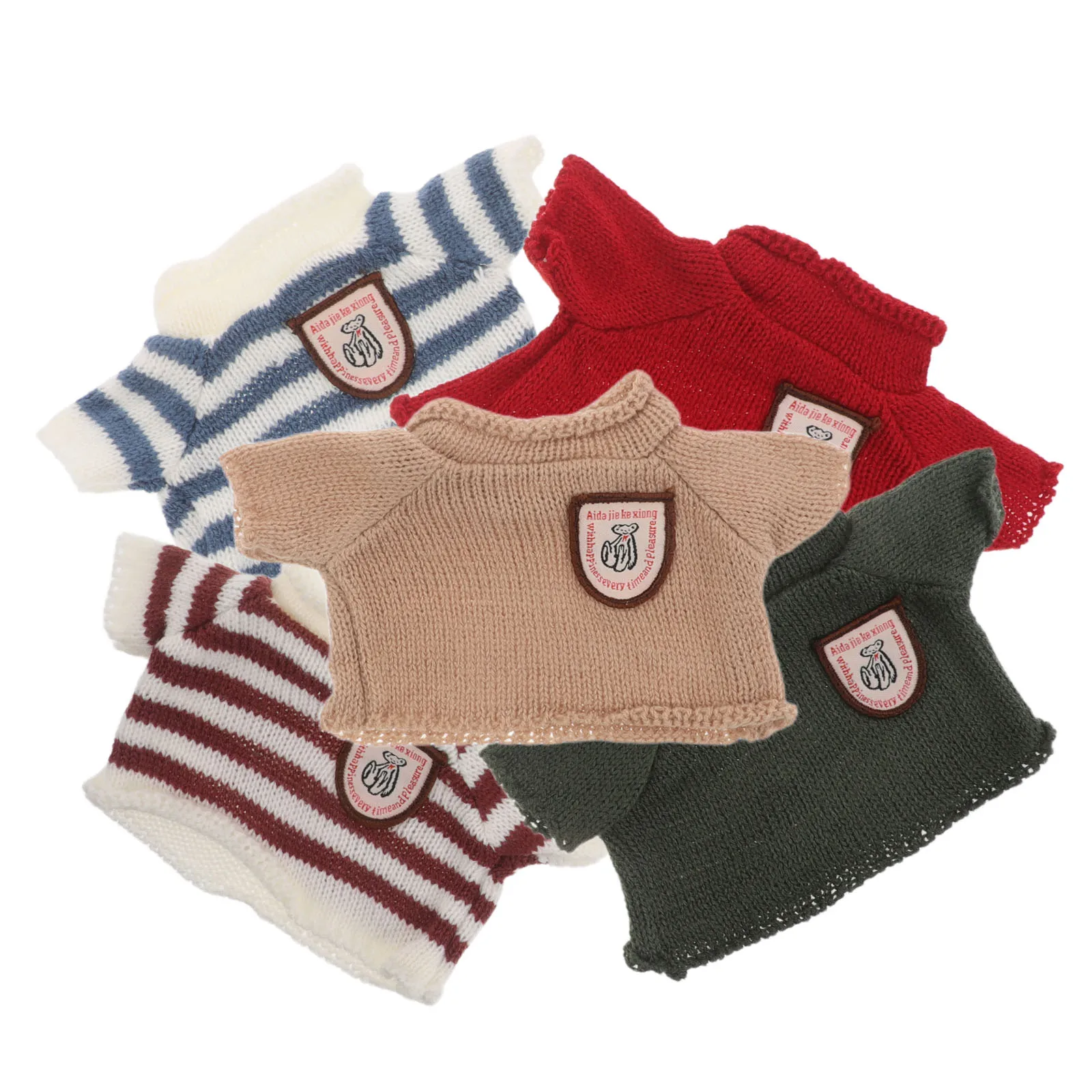 Pull ours tricoté, 5 pièces, tenues pour 30Cm, accessoires faits à la main, vêtements d'animaux en peluche doux, bricolage, cadeau de jeu, vêtements ours