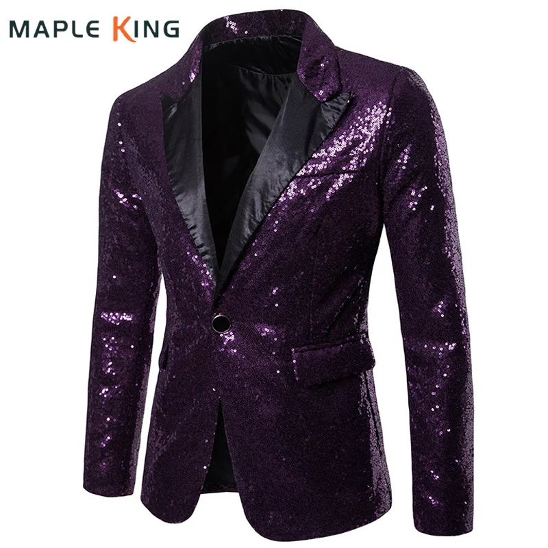 Sequin Blazer Luxury Party Evening Dress Suits for Mens Formal Shiny Steampunk Jacket Coat Weddding Nightclub Men Stage Costumes