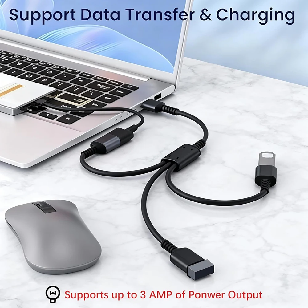 0.3m USB2.0 Splitter Hub Cable USB-A Male to 3 Female Extension Cord Data Transfer & Charging, USB Port Expander for PC Laptop