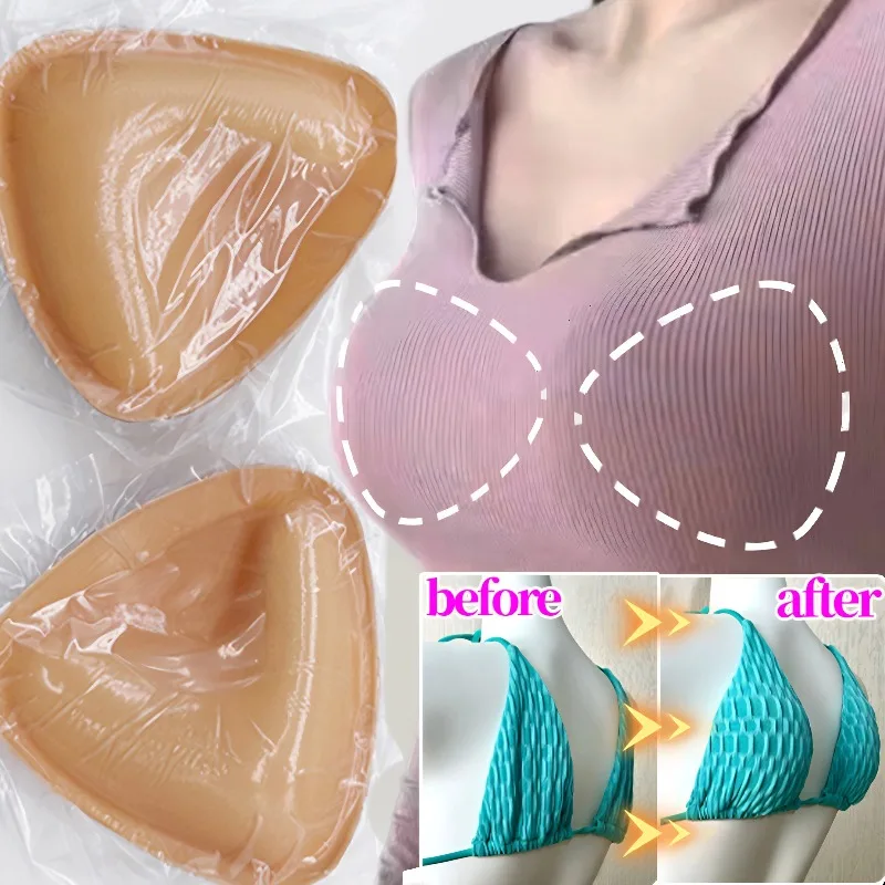 Double Sided Push Up Bra Inserts Women Summer Swimsuit Bikini Thicken Removeable Silicone Self-adhesive Cup Enhancer Chest Pad
