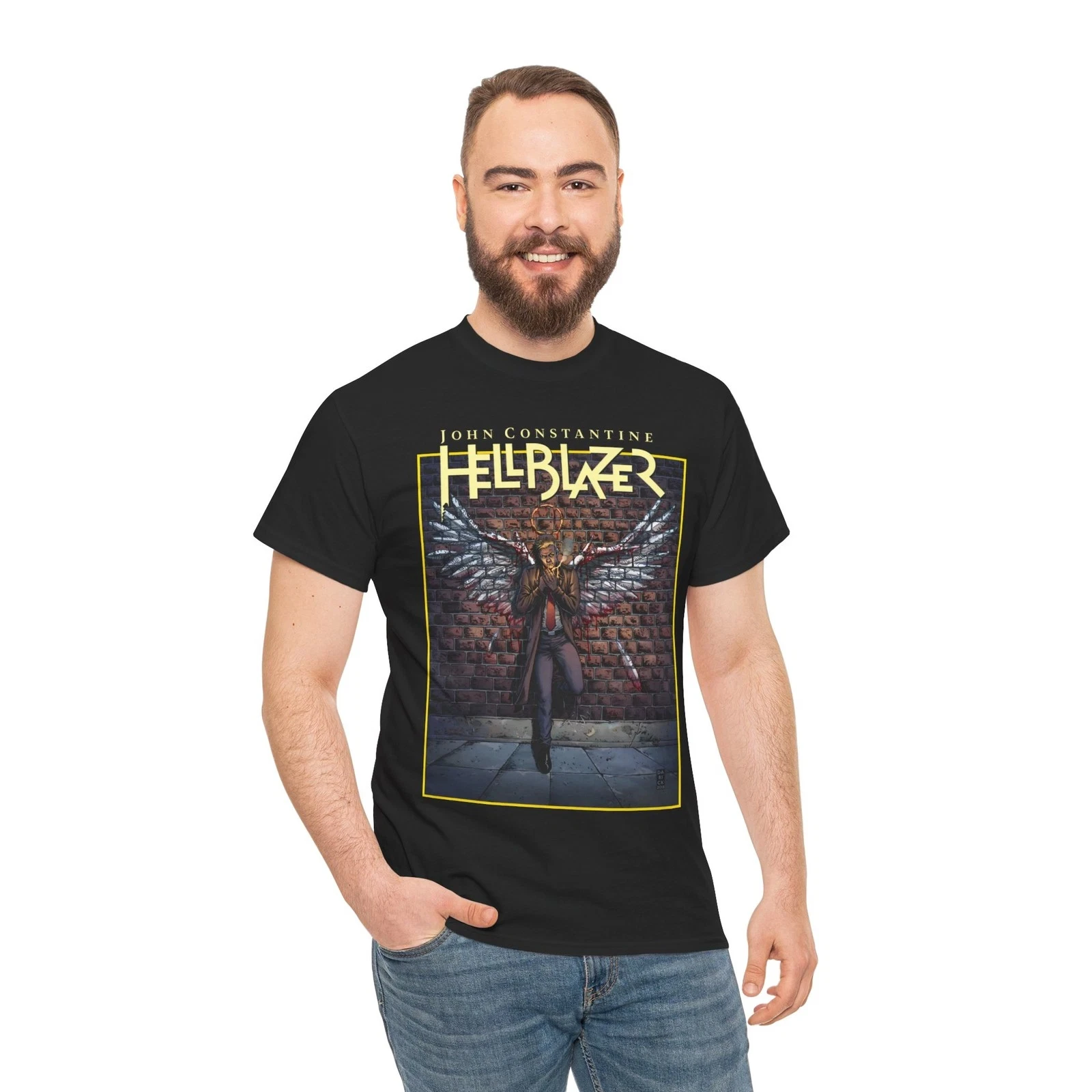 Marvel genuino nuevo Ángel Constantine caza demonios cómic NewPrinted hombres y mujeres camisetas casuales sueltas de manga corta