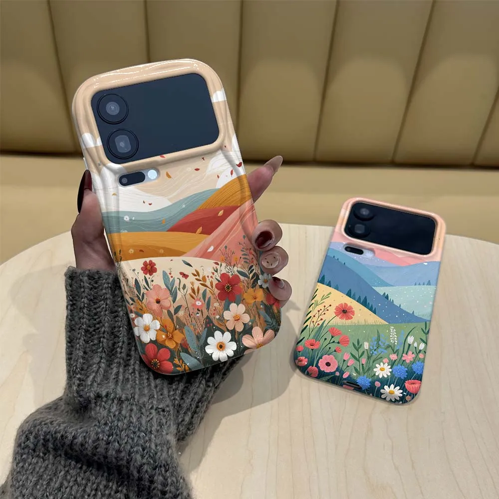 

Cartoon Sunset Mountain Flower Phone Case For Redmi Note 8 10 10T 10S 11 11S 11E 11T SE Pro Max Plus 5G Wave Oil Film