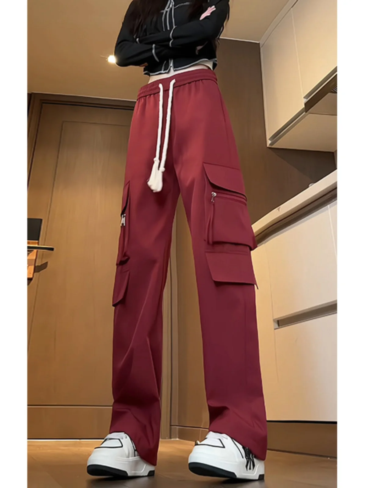 

Американские ретро-брюки прямого кроя удлиненной длины для высоких мужчин, модные повседневные брюки свободного кроя