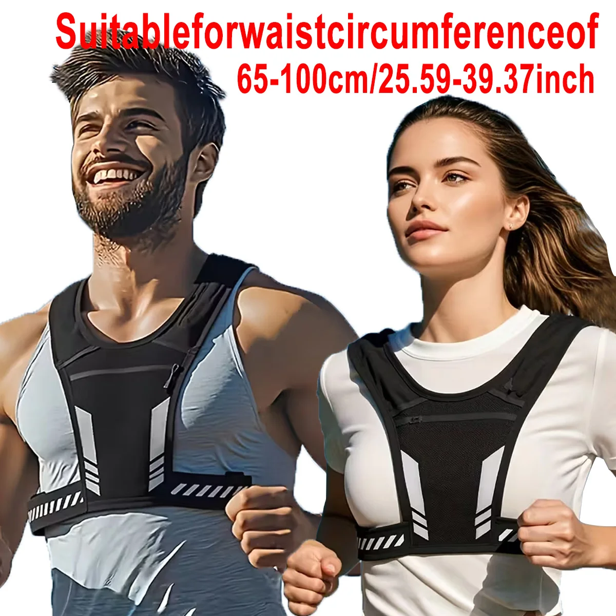 Adjustable Weighted Vest for Running & Fitness, Unisex Workout Vest with Reflective Strips, Breathable Strength Training Jacket