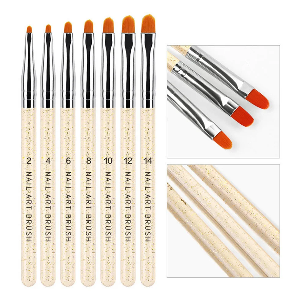 

7Pcs Professional Manicure UV Gel Brush Pen Transparent Acrylic Nail Art Painting Drawing Brush Phototherapy Tools