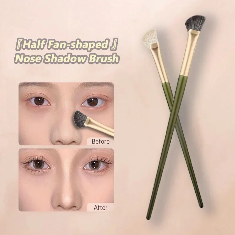 Half Fan-shaped Nose Shadow Brush Portable Angled Nose Contouring Highlighter Powder Brush Slant Head Sickle Brush Make Up Tools