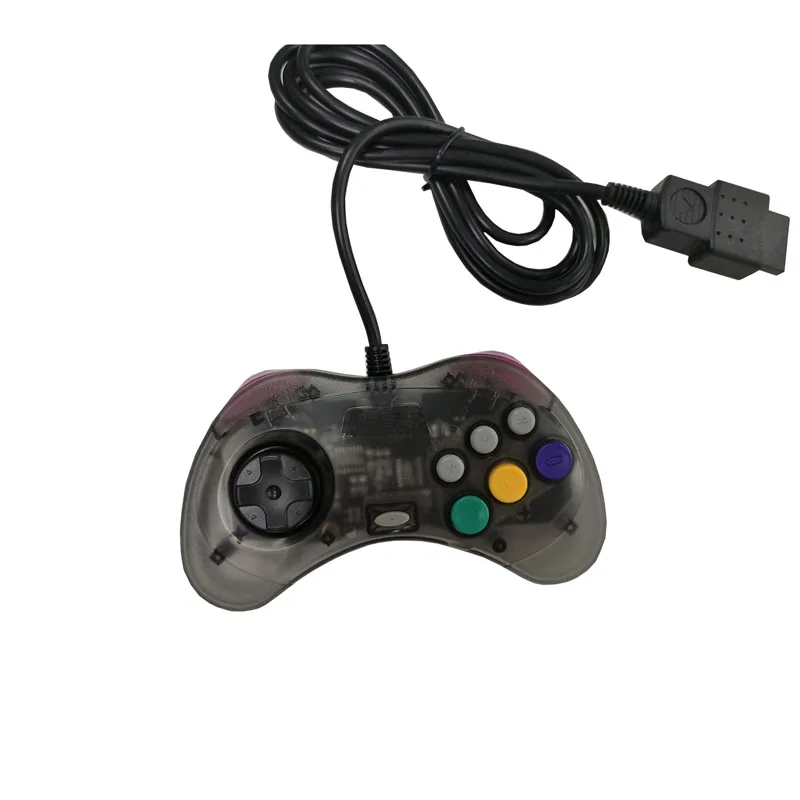 Controlador de jogo com fio preto transparente para console SEGA Saturn SS