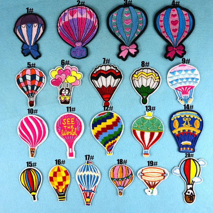 Hot Air Balloon Embroidery Iron on Patches Cartoon Airship Badge Custom Made Cloth Appliques for Children Garments Holes Patch