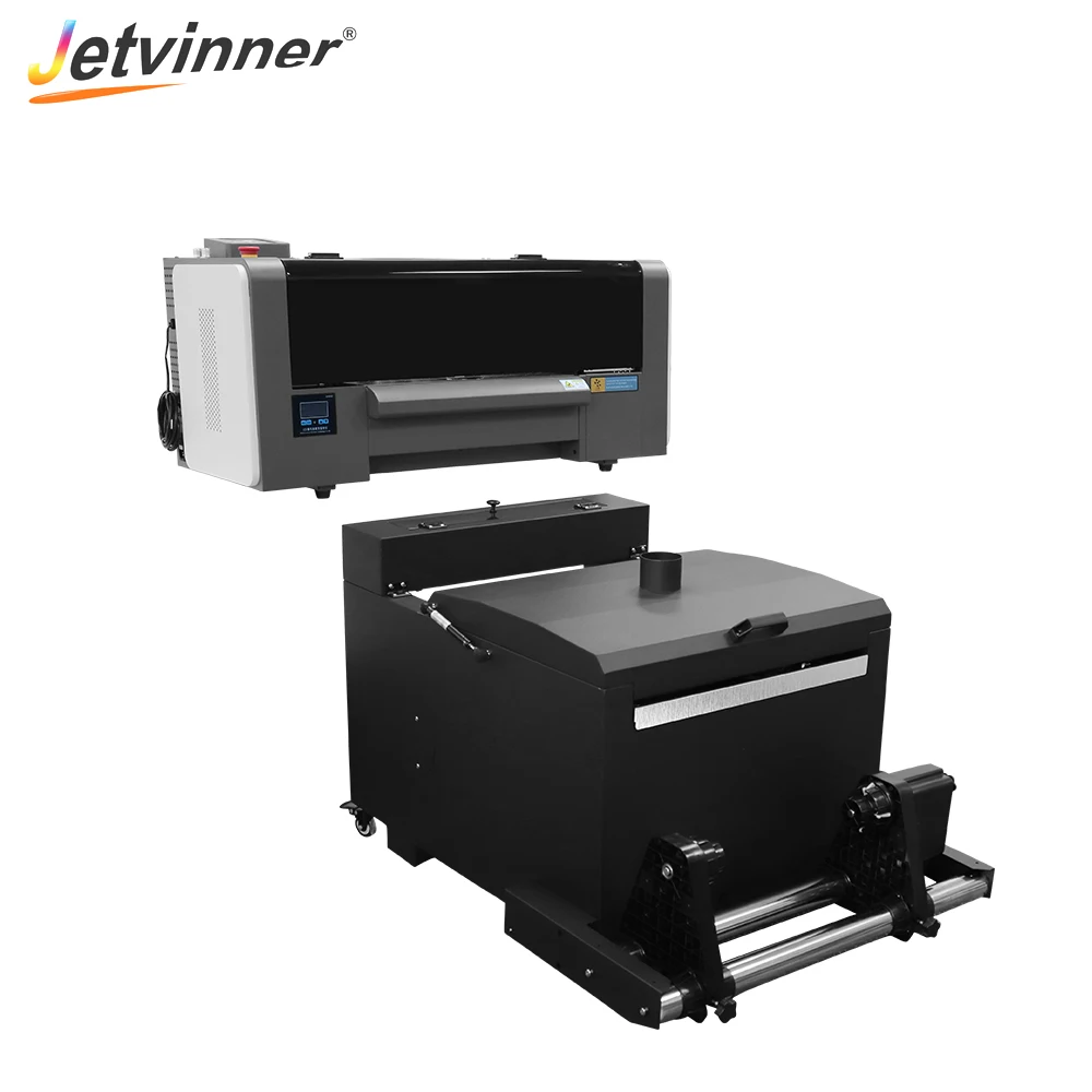 Jetvinner A2 DTF Printer With Powder Shaking Machine 2pcs XP600 Print Head For PET Film Heat Transfer Printing Machine