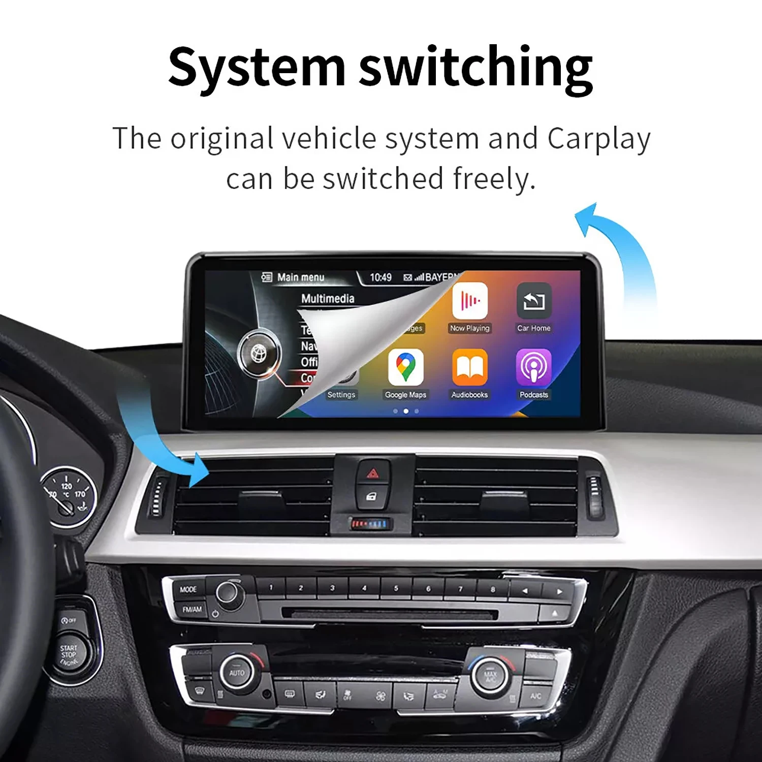 

10.25'' Wireless CarPlay Touchscreen Stereo For 2012-2016 BMW 3/4Series NBT F30 F31 F32 F33 F34 F36 Car Play Functions