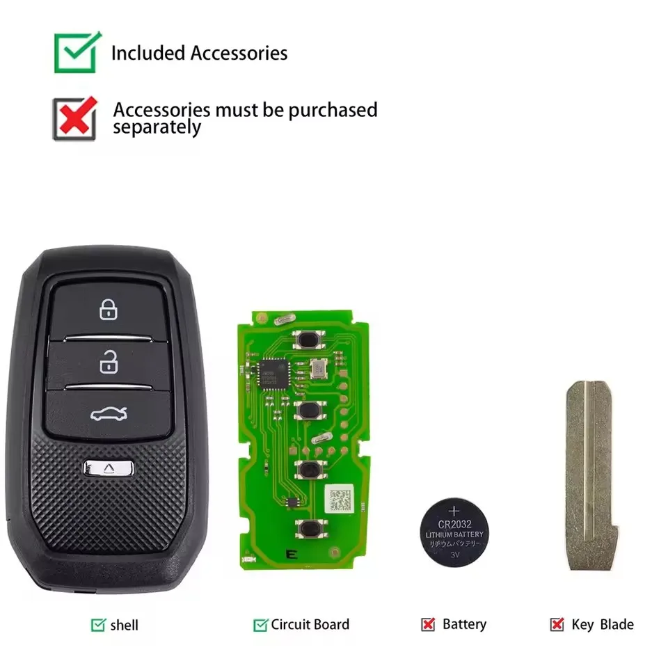 1pcs/lot Xhorse XSTO01EN Global FENG.T for Toyota XM38 Smart Key with Key Shell Support 4D 8A 4A English