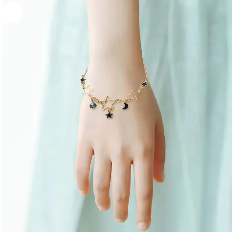 الكورية بسيطة نجمة القمر الزركون سوار للنساء السيدات لطيف أنيق رائعة لامعة ربط سلسلة سوار المجوهرات بالجملة #1