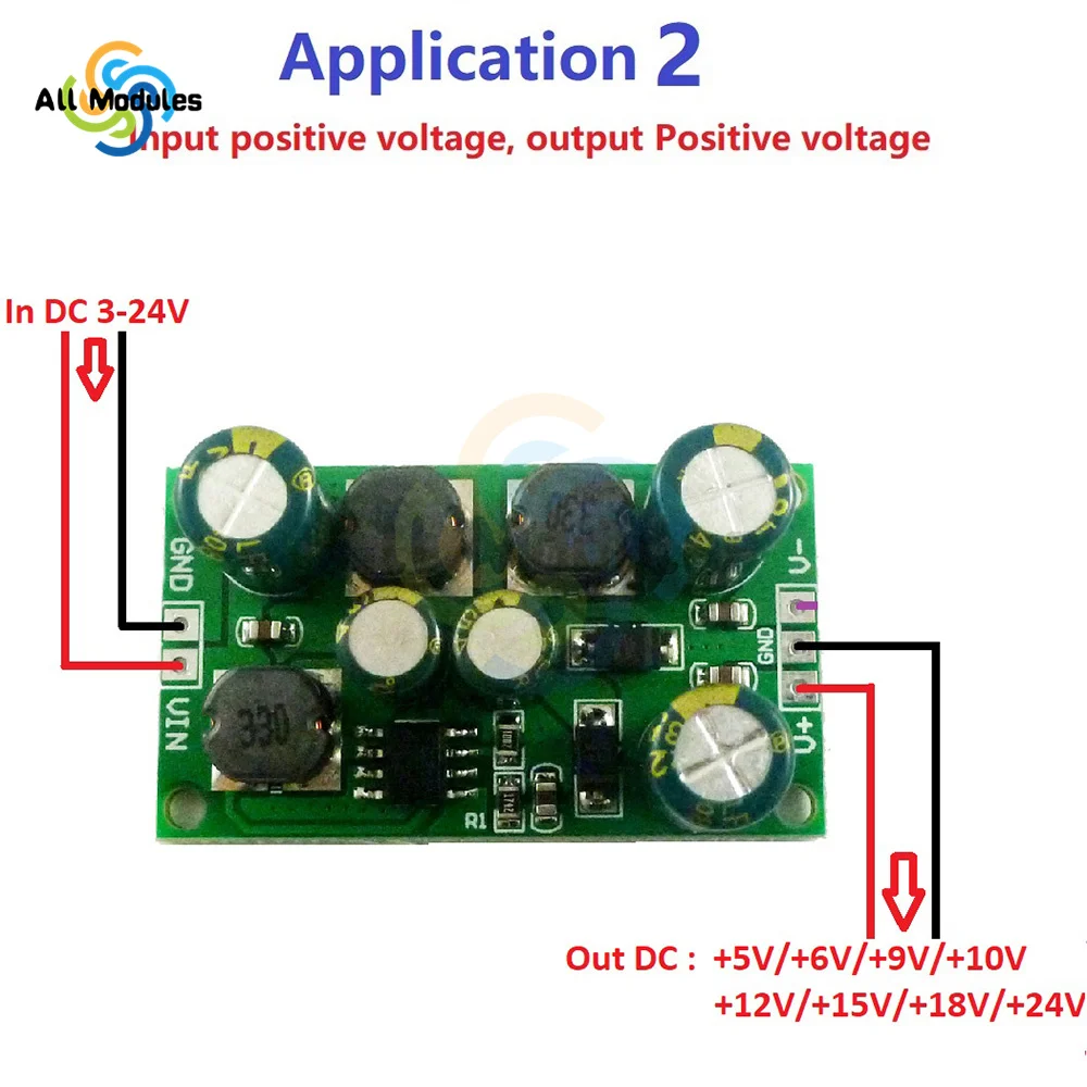 2 in 1 8W Boost-Buck Dual +- Voltage Board 3-24V to 5V 6V 9V 10V 12V 15V 18V 24V for ADC DAC LCD op-amp Speaker DD1912PA