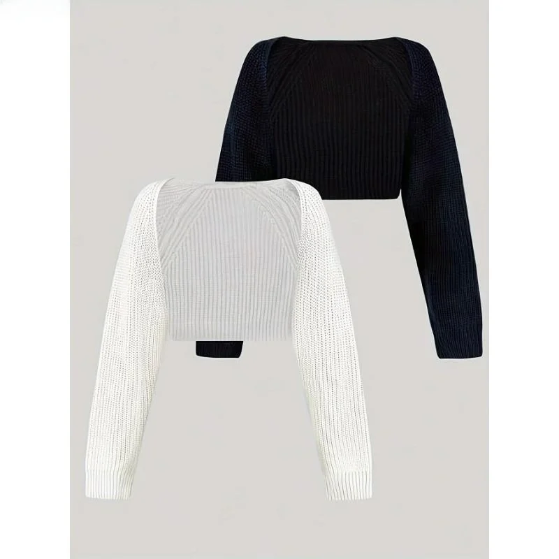 Elegant Long Color Knit Crop Cardigan Women's 2 Pack Ladies Fashion Summer Top Quality Material Regular Sleeve Other Style