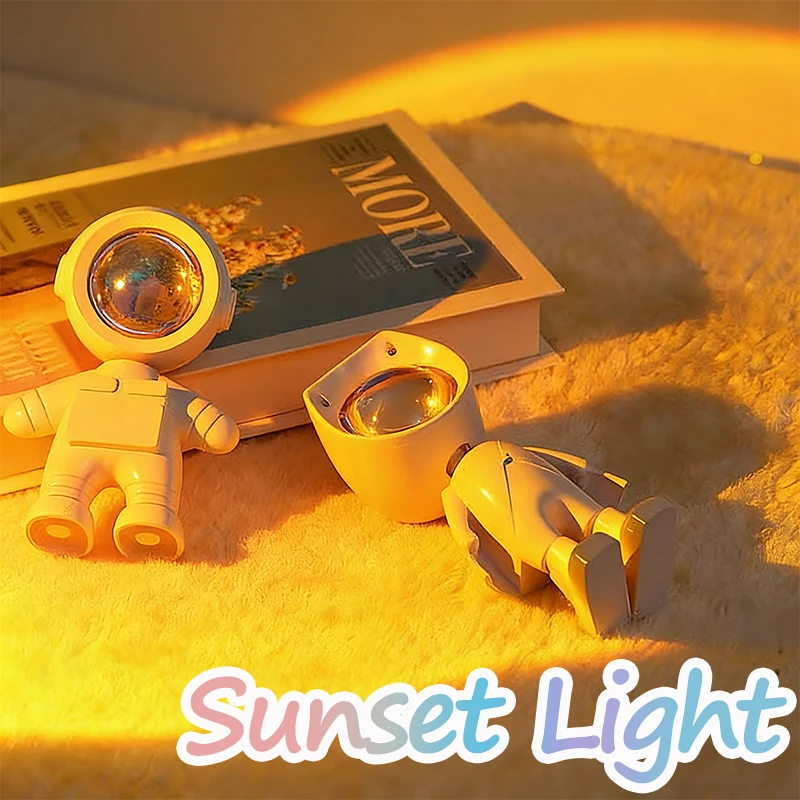 

Перезаряжаемая/подключаемая лампа астронавта, радужный проекционный ночник с/7 цветовым режимом, сенсорное управление и бесконечное затемнение, спальня, подарок