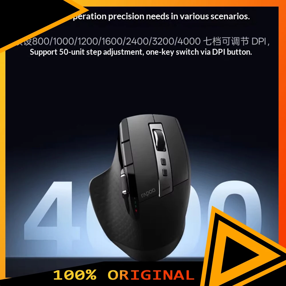 

Беспроводная мышь Rapoo MT750 Protophase 3220 для офиса, высокопроизводительная, 800 мАч, с ускорением 10G, 4000 DPI, 30 IPS, аксессуары для ПК