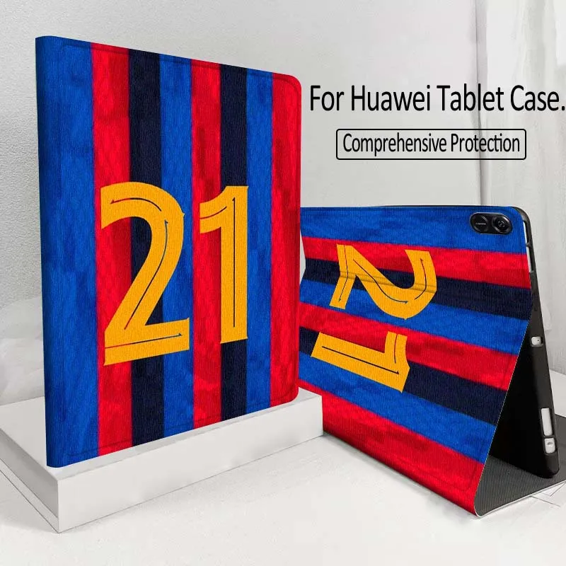 

Yellow Blue Number Jersey Tablet Case For Huawei MatePad M5 T5 SE 11 Pro Honor Tab 5 V7 V8 X9 GT 10.1 10.8 Inch