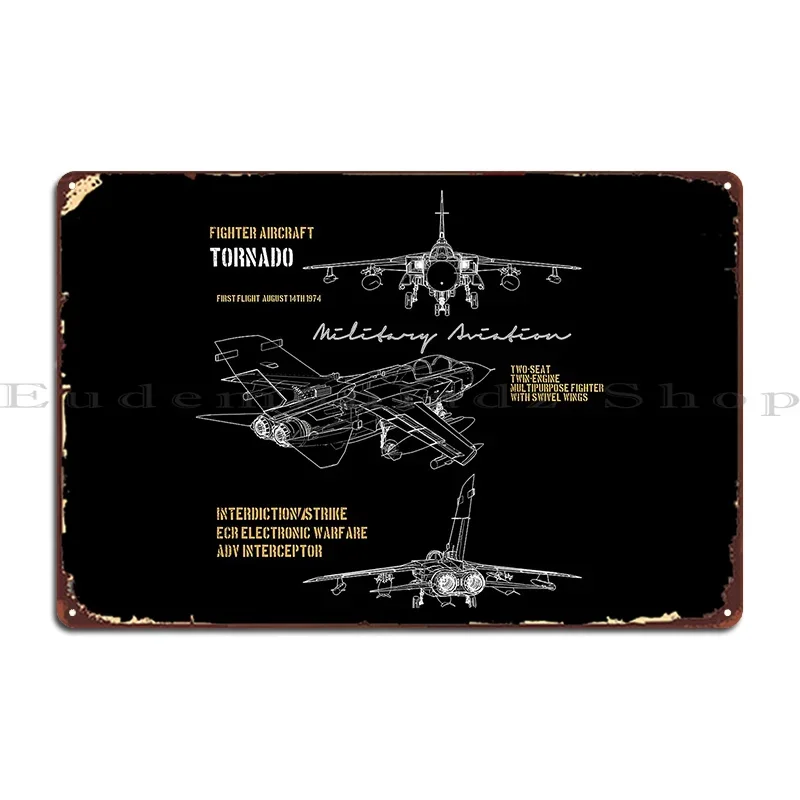 Military Aviation Jet Fighter Tornado Metal Sign Home Party Living Room Designing Wall Decor Tin Sign Poster