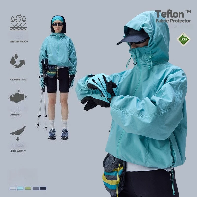 

Tri-Shield Lightweight Jacket | Water/Oil/Stain Resistant | Triple-Stitched Seams | Unisex Cycling & Hiking Hoodie