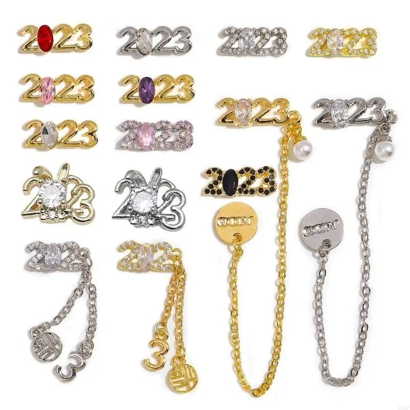 R3MF Nails Art Rhinestones Diamonds kim loại kim loại trang trí hợp kim trang trí móng tay