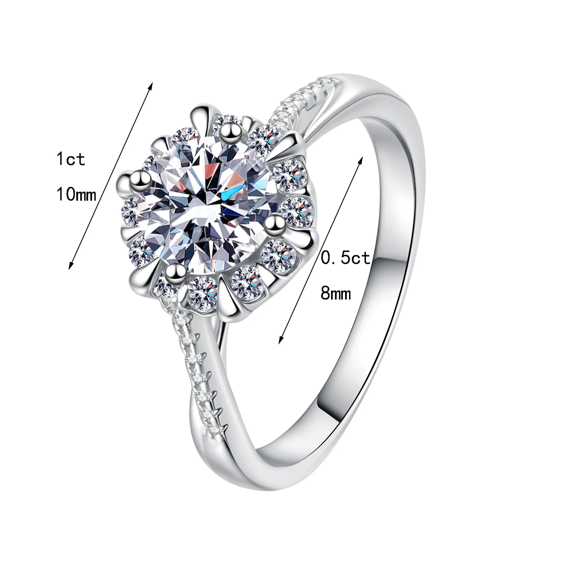 

Nubi Sunflower 1CT Moissanite Ring Women PT950 Platinum - Pure platinum, rich fire, 3D sunflower petals
