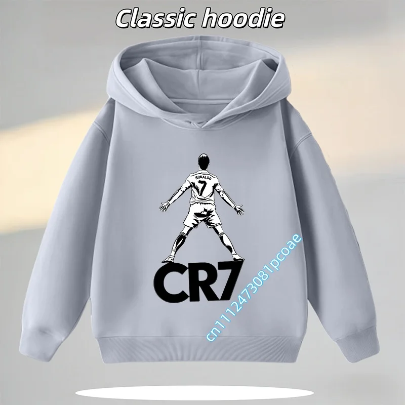 Boys' Sports Shirt Girls' Casual Top Cartoon Print Autumn/Winter Coat 2026 Ronaldo Football Star Children's Hooded Sweatshirt