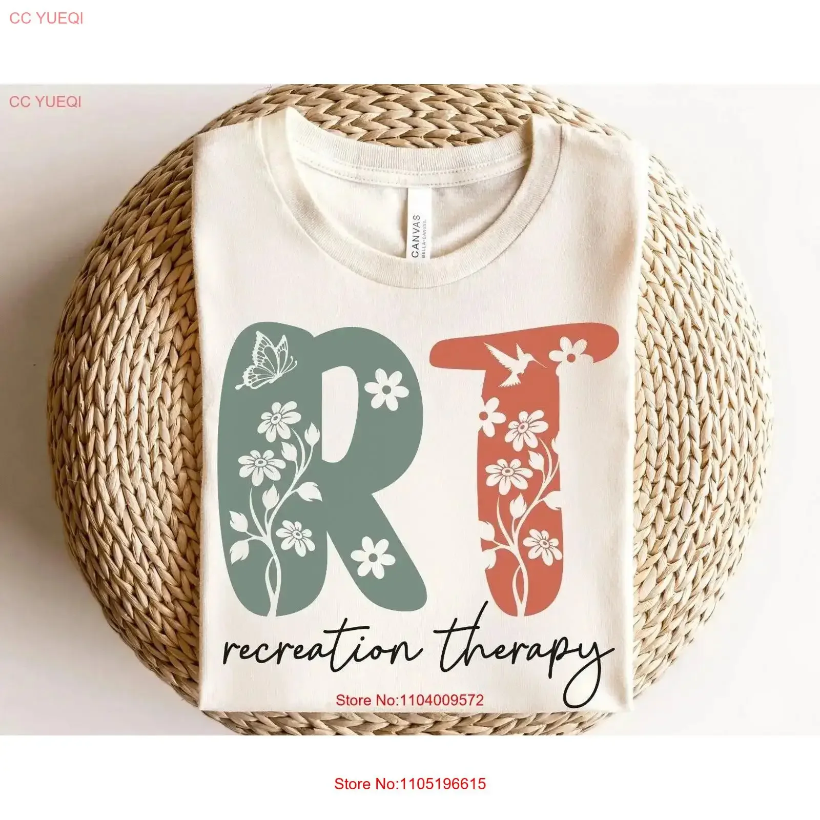 RT Recreation Therapy Boho Floral T Shirt Therapist Grad Rec for Recreational vintage Washed Stylish Breathable Soft graphic