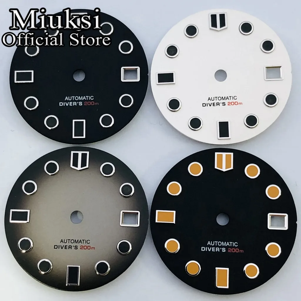 Miuksi 28.5mm sterile dial black white watch dial fit NH35 movement fit 3 o\'clock crown 3.8 o\'clock crown