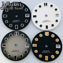 Miuksi 28.5mm sterile dial black white watch dial fit NH35 movement fit 3 o'clock crown 3.8 o'clock crown