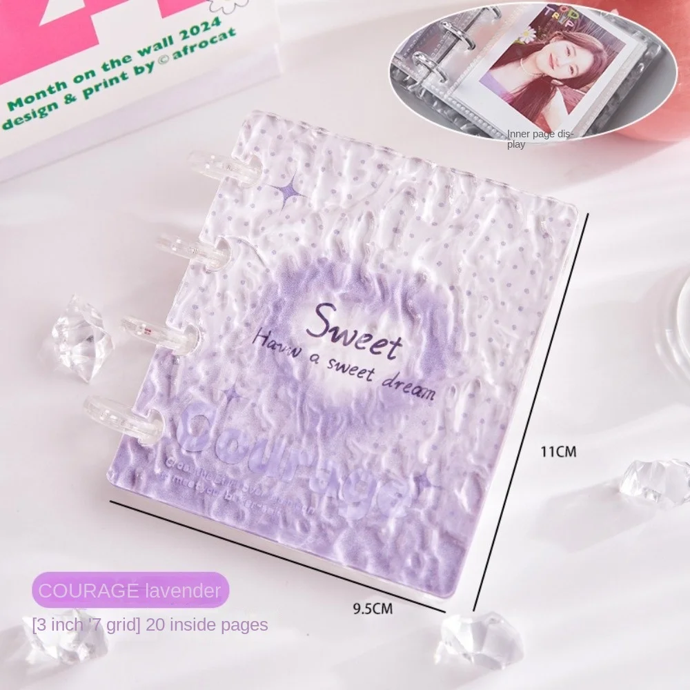 INS Water Ripple Bow Card Album PP Mini Photocard Binder with 20 Internal Pages 3 Inch Collectible Card Album Unisex