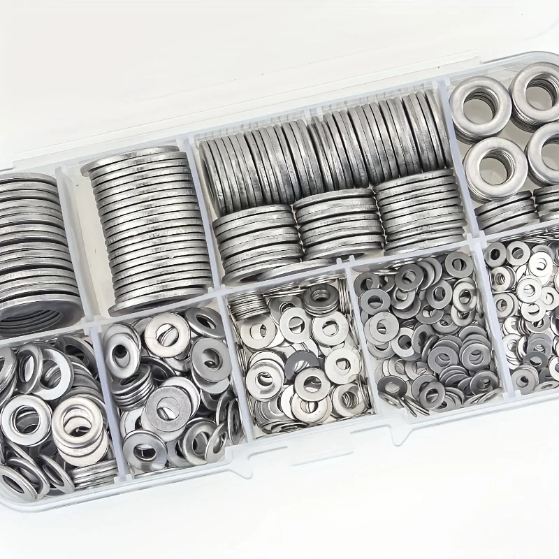 Edelstahl-Flachscheiben-Sortiment M2 M2.5 M3 M4 M5 M6 M8 M10, Hardware-Befestigungen für Heimdekoration und Industriereparatur Metallscheiben, Befestigungsteile, Schraubenzubehör, Hardware-Set, Ersatzteile, Montagekomp – Detail 6