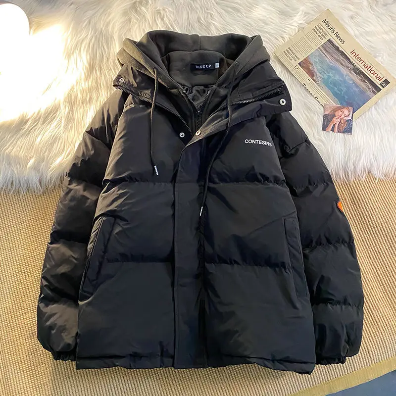 New Winter Leisure Cotton Clothes Women Y2K Multi-functional Fake Two Pocket Zipper Down Jacket Thick Coat Korean Version Winter