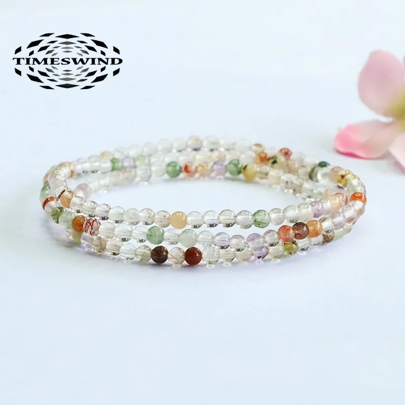

TIMESWIND Multicolor Natural Crystal Small Beaded Three-layer Bracelet for Women with Certificate