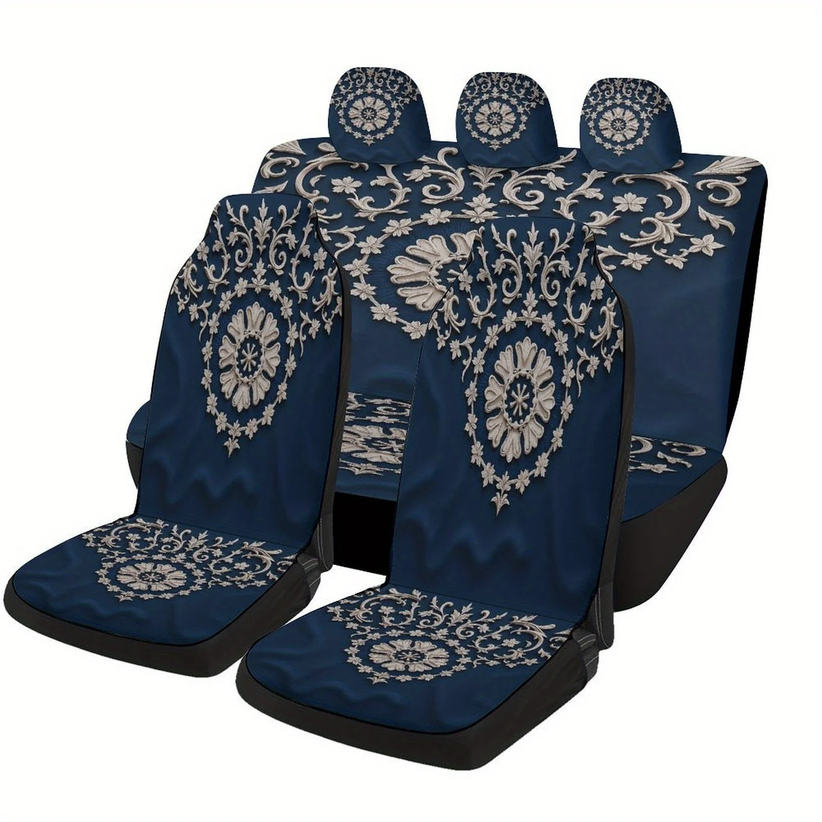 

Elaborate Floral-Patterned Car Seat Cover Set Suitable For Various Vehicles, Stylish And Unique Decorative Seat Protectors For T