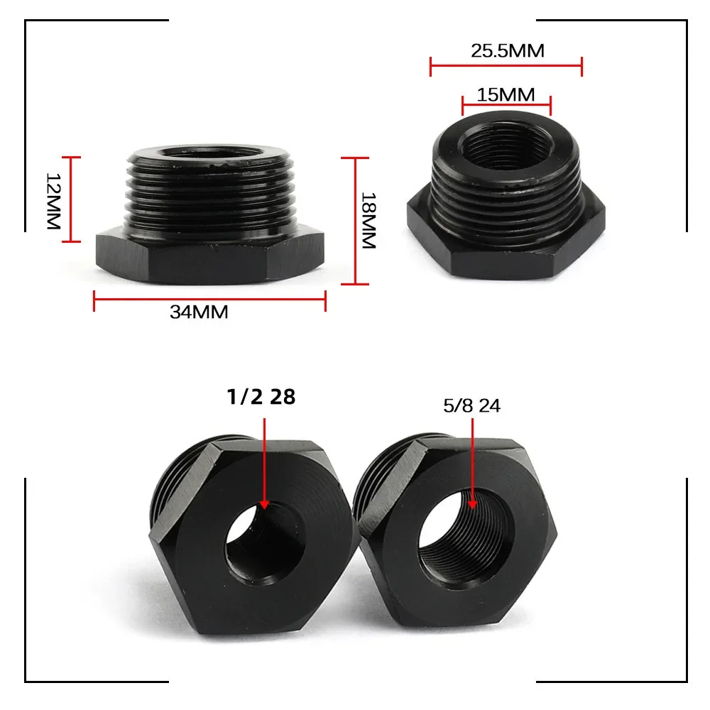 Automotive Threaded Oil Filter Adapter Black Aluminum Black