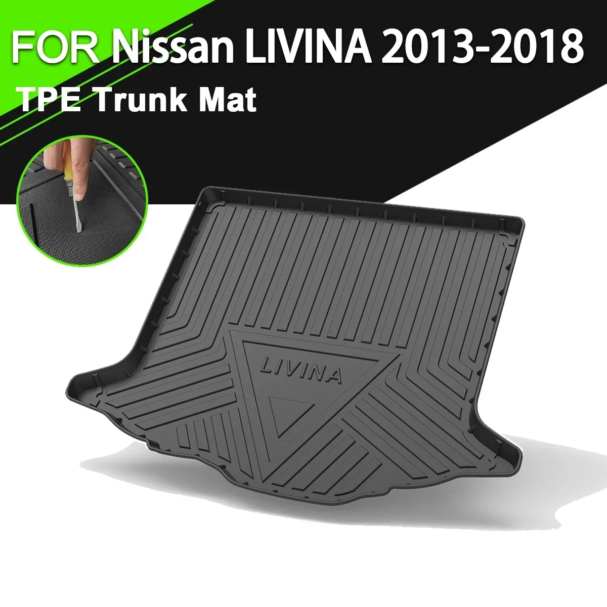 

Car Rear Trunk Cover Mat Rubber TPE Non-Slip Waterproof Cargo Liner Accessories For Nissan LIVINA 2013-2018