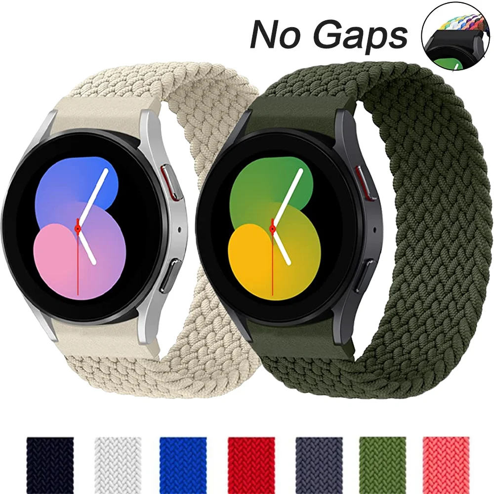 No Gaps Band for Samsung Galaxy Watch 4, 44mm, 40mm, 6 Classic, 43mm, 47mm, 20mm, 46mm, Solo Loop Strap, Pulseira Correa, 5 Pro, correia 45mm