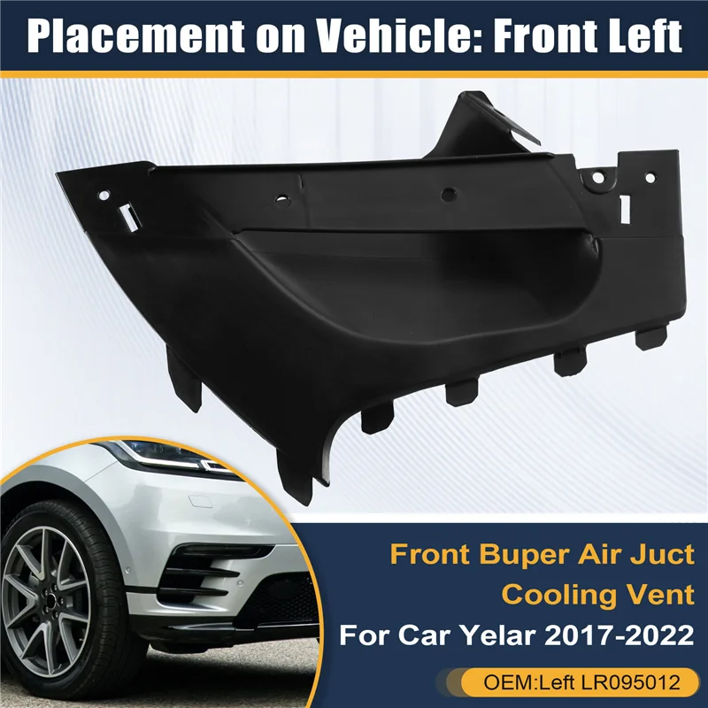 Ventilação de resfriamento do duto de ar do para-choque dianteiro do carro para Land Rover Range Rover Velar 2017-2022