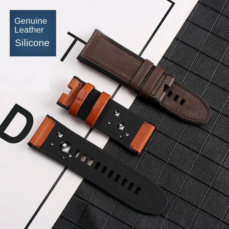 For Diesel large dial Black Warrior DZ7395 DZ4496 DZ7396 cowhide silicone bottom watch strap Watchband Bracelet men 28mm