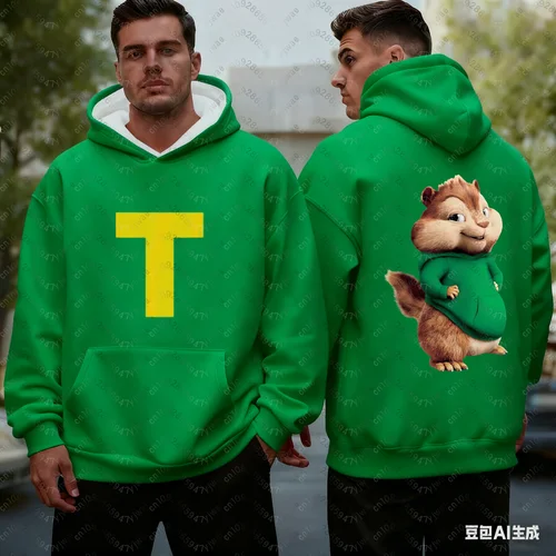 Alvin and The Chipmunks 2026 Sudadera con capucha de moda para mujer y hombre, disfraz de Halloween de Alvin Chipmunk, jersey para niños