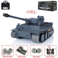 Outdoor Toys Heng Long 1/16 Scale 7.0 Upgraded Version German Tiger I RTR RC Tank 3818 Metal Tracks Radio Smoke  Model Gift