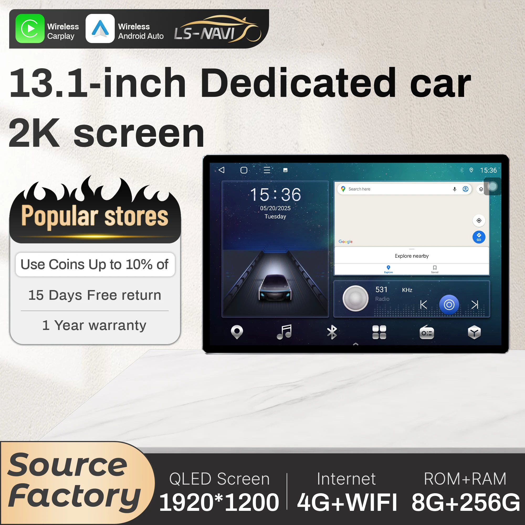 

13.1 inch Android For Mazda 6 GJ 2013 2014 2015 Car Radio Wireless Bluetooth Carplay GPS Multimedia Touch QLED Screen Stereo
