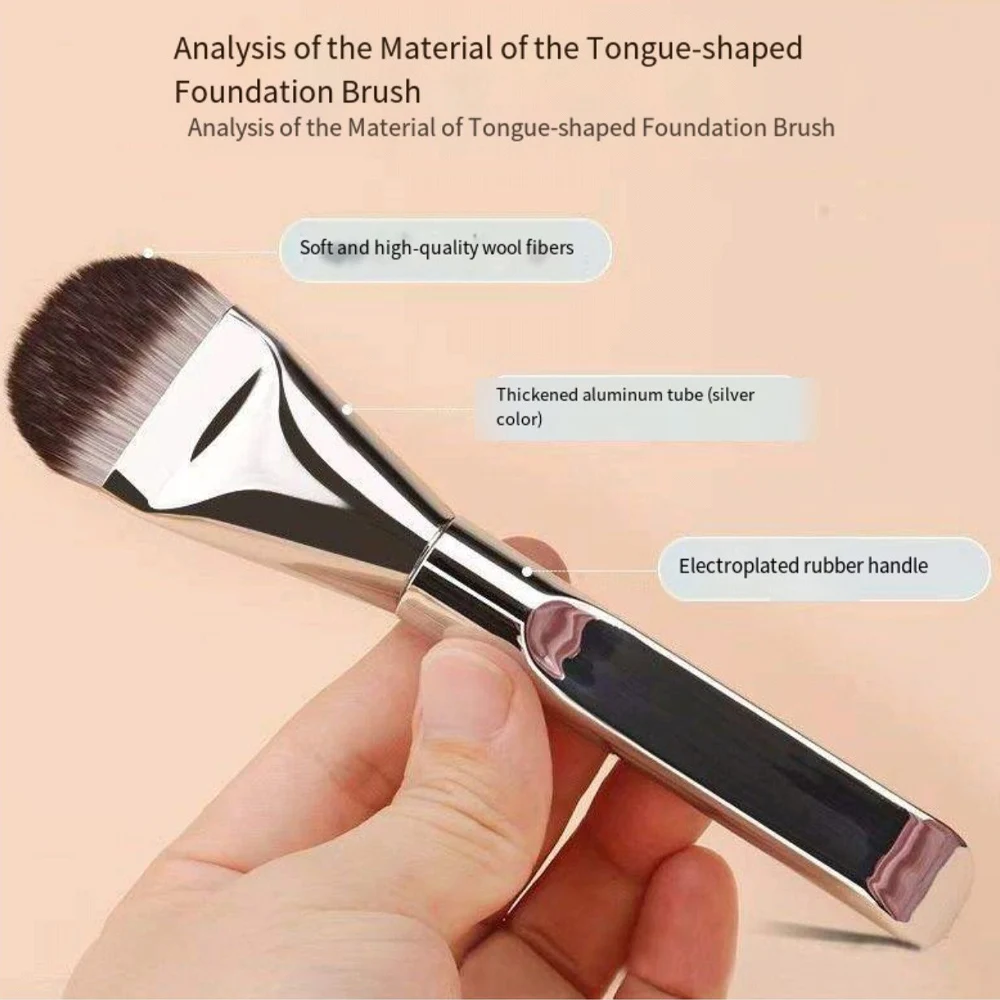Ultra-Thin Tongue-Shaped Seamless Foundation Brush Flat Head Mask Brush Facial Makeup Applicator for Smooth Coverage