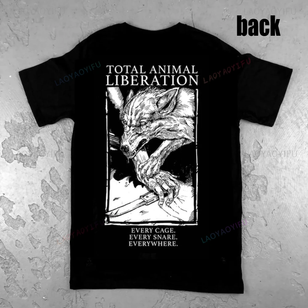 Total Animal Liberation Vegan Animal Rights Shirt Punk Style Men Women Backprint Tshirt Harajuku Vintage O-neck Hot Sale Tops