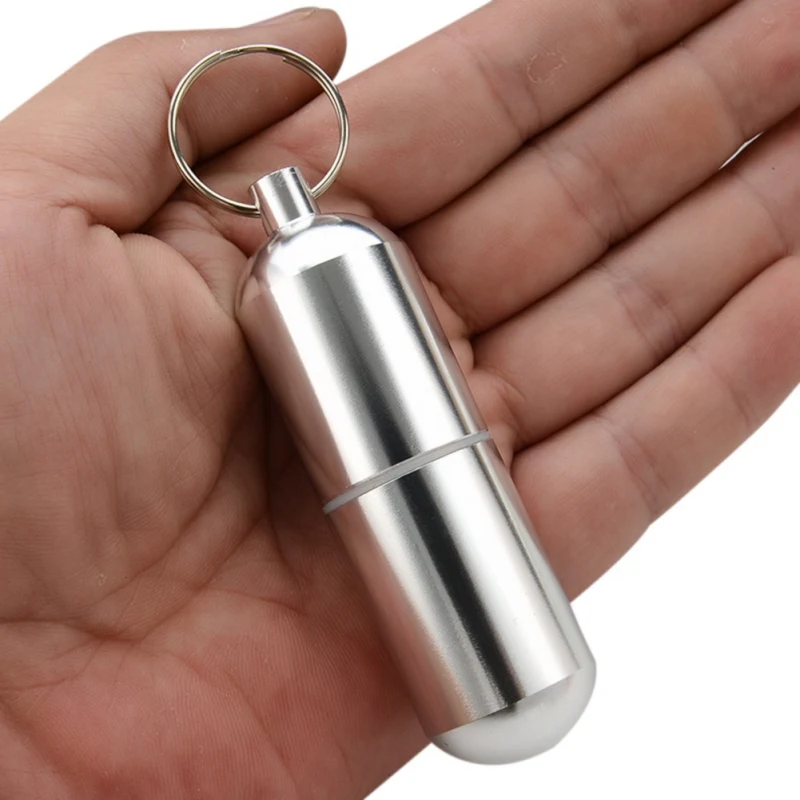 Waterproof Aluminum Alloy Pill Box Portable Medicine Case Capsule Container Bottle Holder Outdoor Pill Case Keychain