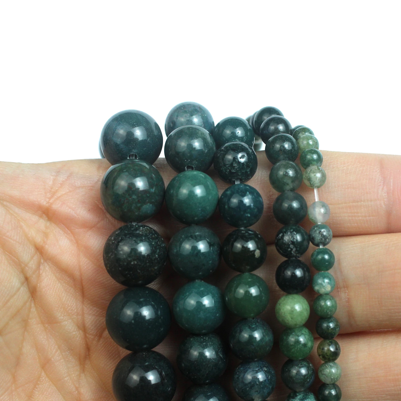 Moss agat Natural Stone String Loose Round Beads Strand 4 6 8 10 12 14 MM DIY Charms Beads For Jewelry Making