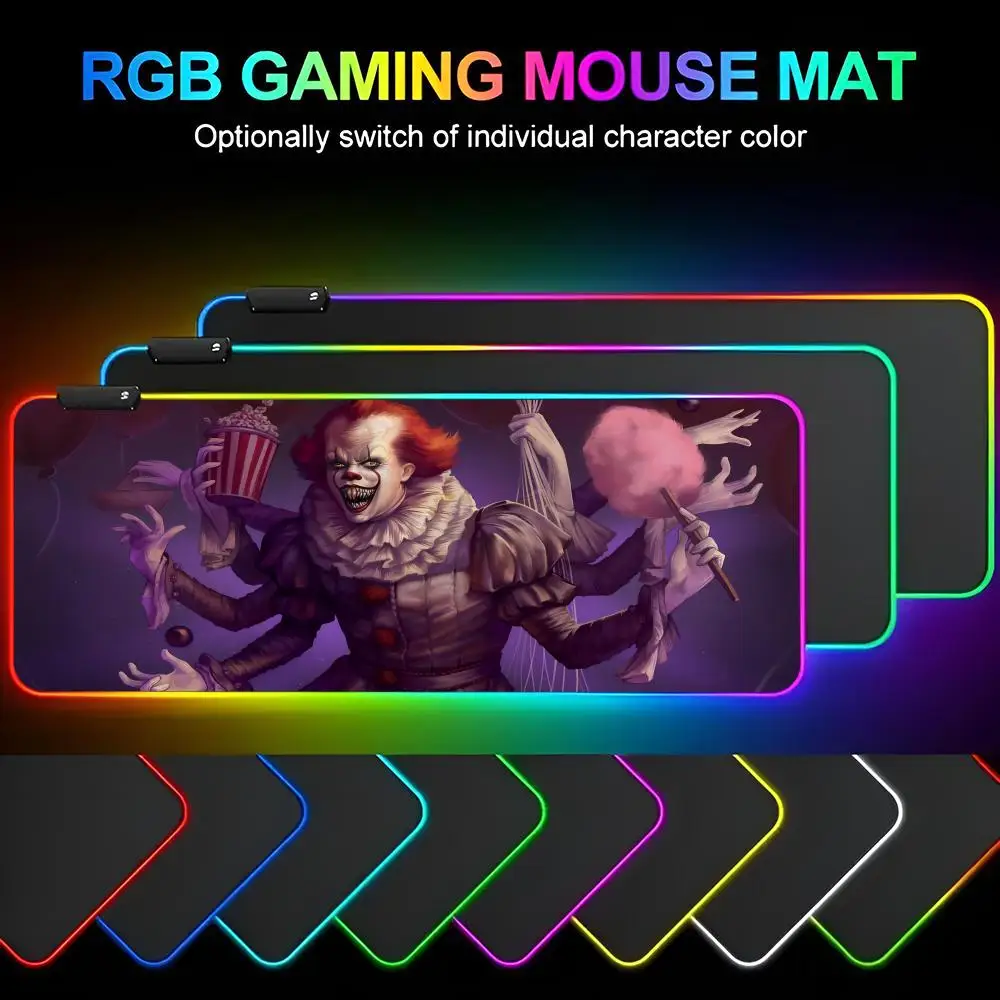 

P-Pennywise Clownites Mouse Pad Mousepad Rgb Mouse Pad Gaming Backlight gamer Pc Accessories Gamer Keyboard Backlit Mat Desk Pr