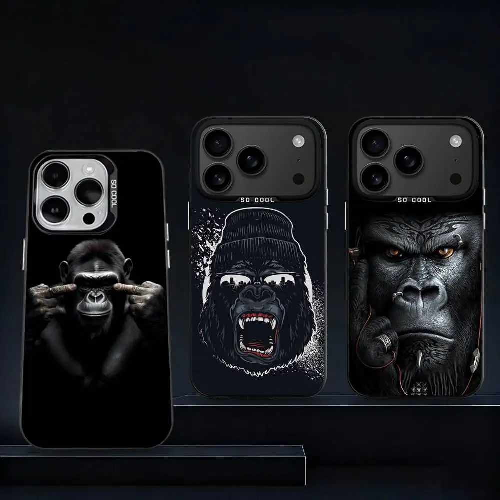 

Monkey Gorilla Art D-Design For iPhone 11,12,13,14,15,16,17,Pro,Max,Plus,E,Air,Mini Phone Case IMD Matte Black