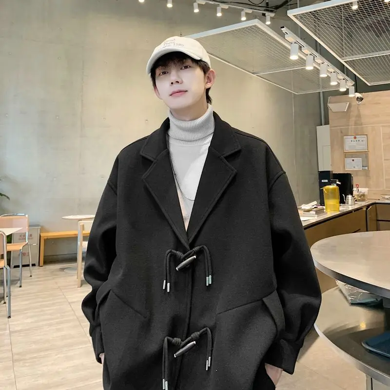 

Wool Blend High Neck Coat Mans Trumpet Cut Fitted Top Flared Bottom Slim Skinny Narrow Tight Close Body Hugging Form Shape Style